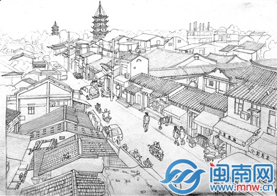 白描西街 姚閩皖作