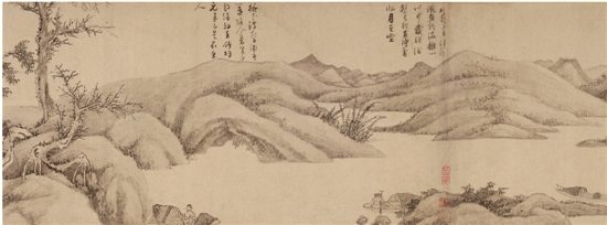 元 吳鎮(zhèn) 漁父圖卷（局部）